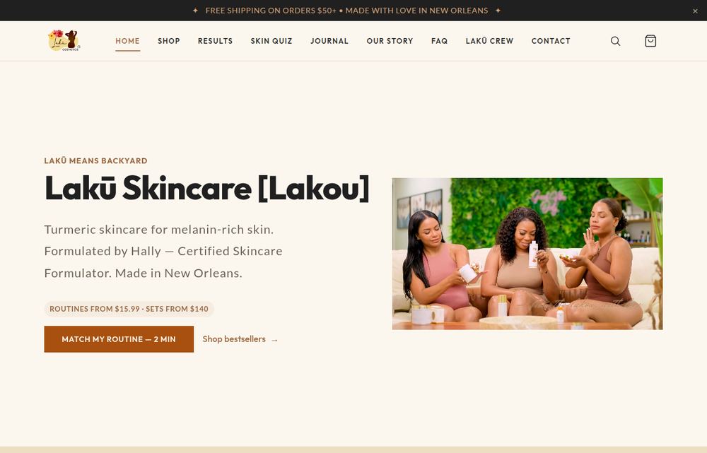 Laku Cosmetics website designed and built by Dtech
